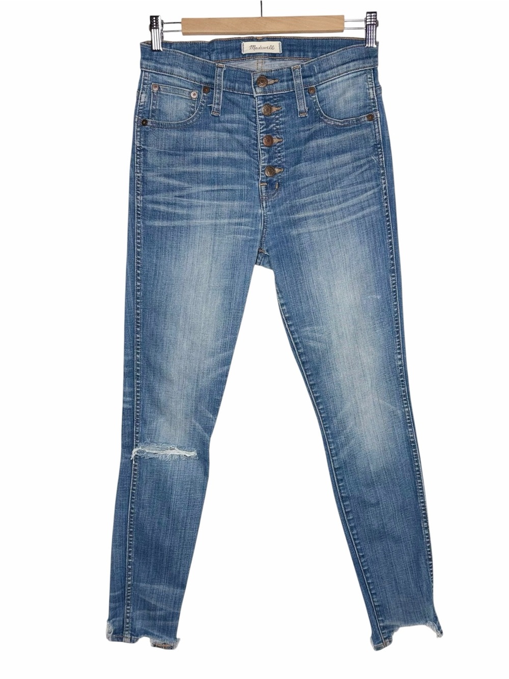 Madewell 10" High-Rise Skinny Jeans: Chewed-Hem Edition size 27.